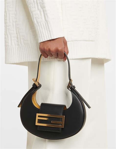 fendi croissant leather shoulder bag